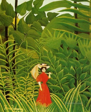 Enrique Rousseau Painting - mujer vestida de rojo en el bosque Henri Rousseau Postimpresionismo Primitivismo ingenuo